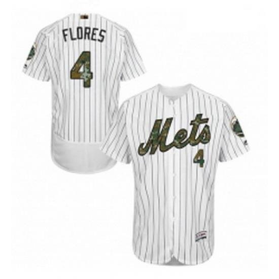 Mens Majestic New York Mets 4 Wilmer Flores Authentic White 2016 Memorial Day Fashion Flex Base MLB Jersey