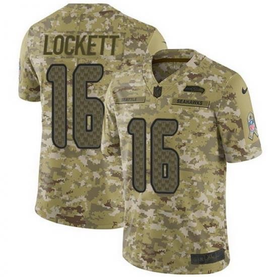 Nike Seahawks #16 Tyler Lockett Camo Mens Stitched NFL Limited 2018 Salute To Service Jersey