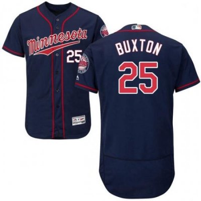 Mens Majestic Minnesota Twins 25 Byron Buxton Authentic Navy Blue Alternate Flex Base Authentic Collection MLB Jersey