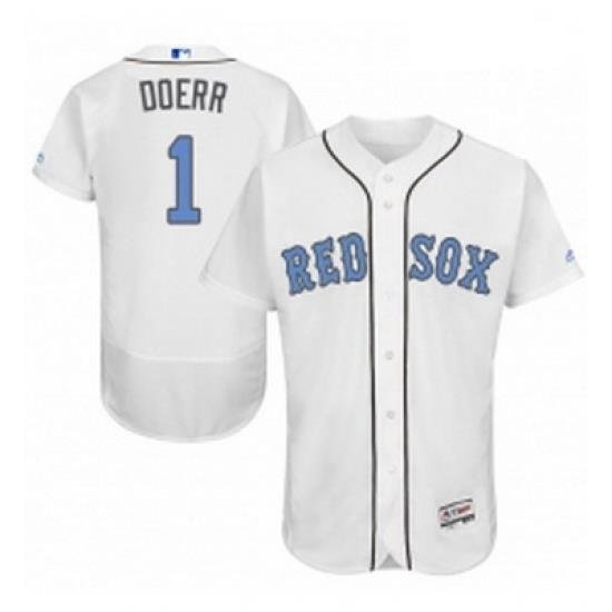 Mens Majestic Boston Red Sox 1 Bobby Doerr Authentic White 2016 Fathers Day Fashion Flex Base MLB Jersey