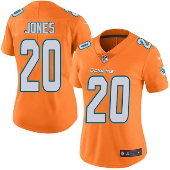 Nike Dolphins #20 Reshad Jones Orange Womens Stitched NFL Limited Rush Jersey