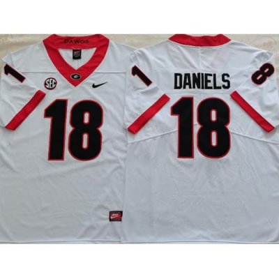 Men #18 JT Daniels Georgia Bulldogs College Football Jerseys Sale-White