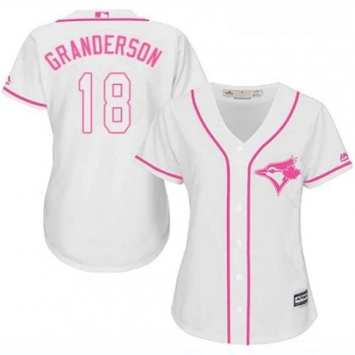 Womens Majestic Toronto Blue Jays 18 Curtis Granderson Replica White Fashion Cool Base MLB Jersey