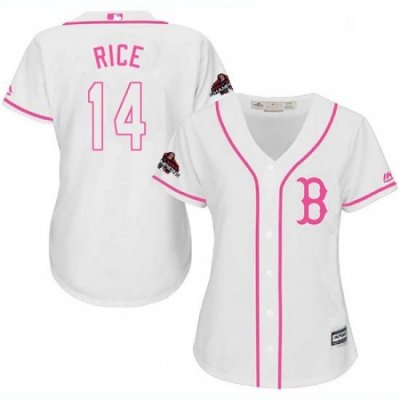 Womens Majestic Boston Red Sox 14 Jim Rice Authentic White Fashion 2018 World Series Champions MLB Jersey