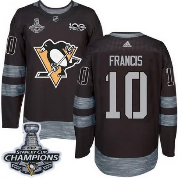 Penguins #10 Ron Francis Black 1917 2017 100th Anniversary Stanley Cup Finals Champions Stitched NHL Jersey