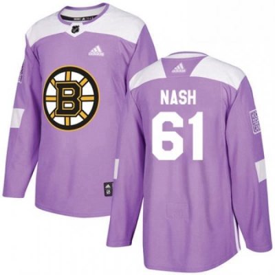 Mens Adidas Boston Bruins 61 Rick Nash Authentic Purple Fights Cancer Practice NHL Jersey