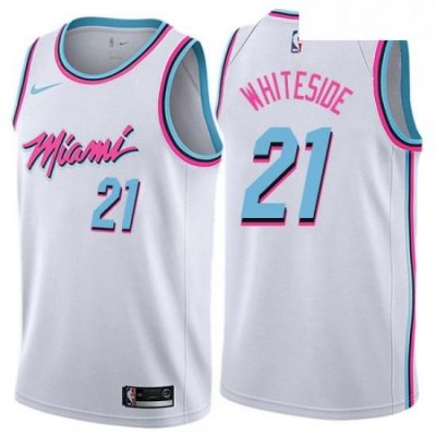 Youth Nike Miami Heat 21 Hassan Whiteside Swingman White NBA Jersey City Edition