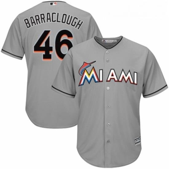 Youth Majestic Miami Marlins 46 Kyle Barraclough Authentic Grey Road Cool Base MLB Jersey