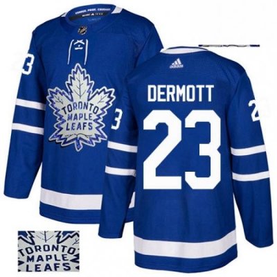 Mens Adidas Toronto Maple Leafs 23 Travis Dermott Authentic Royal Blue Fashion Gold NHL Jersey