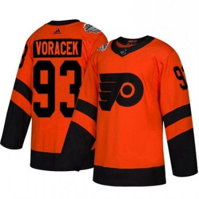 Mens Adidas Philadelphia Flyers 93 Jakub Voracek Orange Authentic 2019 Stadium Series Stitched NHL Jersey