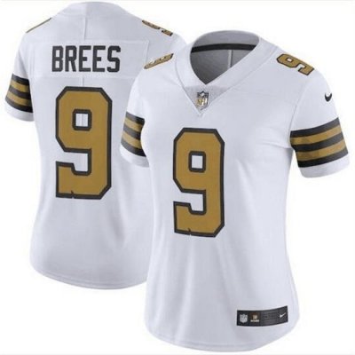 Women New Orleans Saints 9 Drew Brees White Color Rush Limited Stitched Jersey