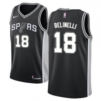 Mens Nike San Antonio Spurs 18 Marco Belinelli Swingman Black NBA Jersey Icon Edition