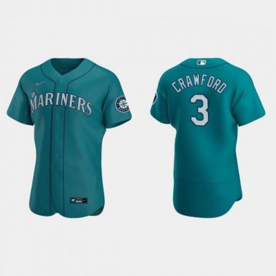 Men Seattle Mariners 3 J P  CraWford Aqua Flex Base Stitched Jersey