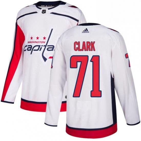 Mens Adidas Washington Capitals 71 Kody Clark Authentic White Away NHL Jersey