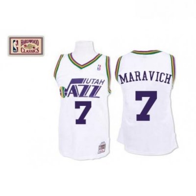 Mens Mitchell and Ness Utah Jazz 7 Pete Maravich Authentic White Throwback NBA Jersey