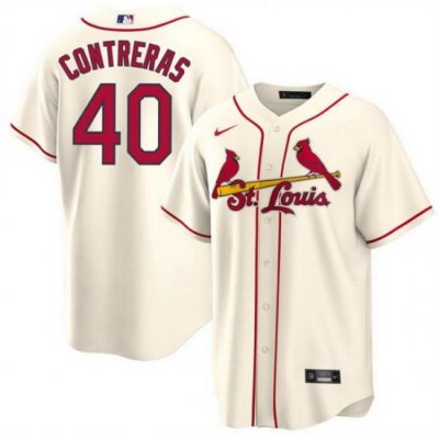 Men St  Louis Cardinals 40 Willson Contreras Cream Cool Base Stitched Jersey