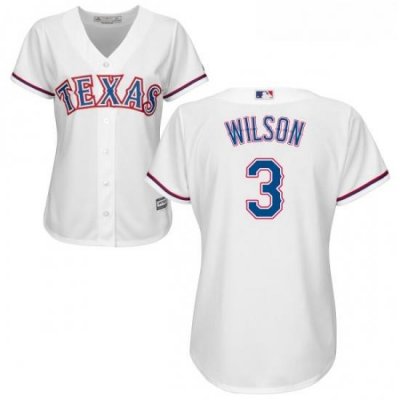 Womens Majestic Texas Rangers 3 Russell Wilson Authentic White Home Cool Base MLB Jersey