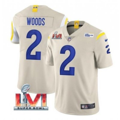 Nike Los Angeles Rams 2 Robert Woods Bone 2022 Super Bowl LVI Vapor Limited Jersey