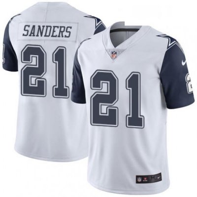 Youth Nike Dallas CoWboys 21 Deion Sanders Limited White Rush Vapor Untouchable NFL Jersey