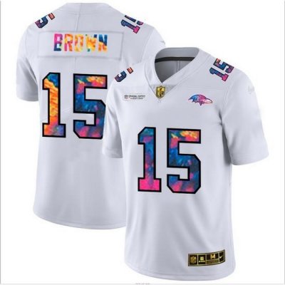 Baltimore Ravens 15 Marquise Brown Men White Nike Multi Color 2020 NFL Crucial Catch Limited NFL Jersey