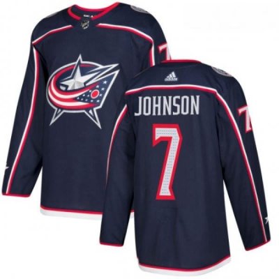 Youth Adidas Columbus Blue Jackets 7 Jack Johnson Authentic Navy Blue Home NHL Jersey