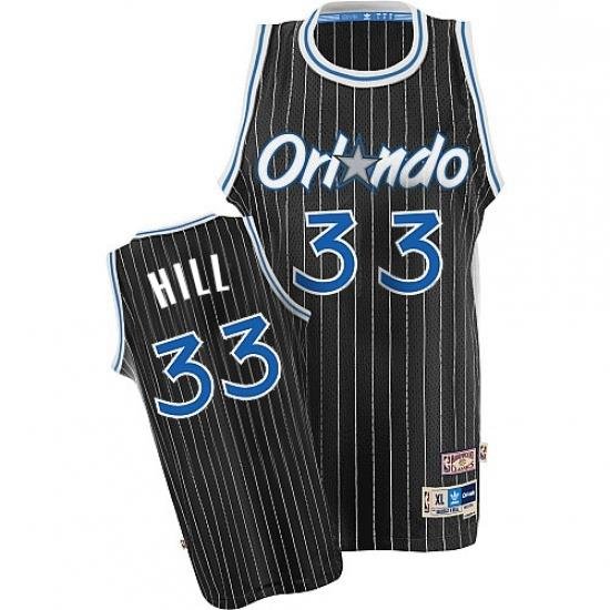 Mens Adidas Orlando Magic 33 Grant Hill Authentic Black Throwback NBA Jersey