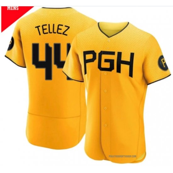 Men Pittsburgh Pirates Rowdy Tellez #44 City Connect Stitched Yellow Jersey