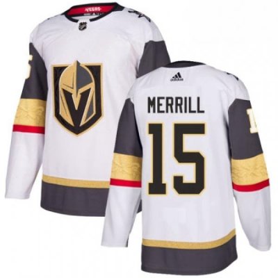 Womens Adidas Vegas Golden Knights 15 Jon Merrill Authentic White Away NHL Jersey