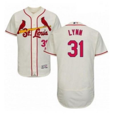 Mens Majestic St Louis Cardinals 31 Lance Lynn Cream Alternate Flex Base Authentic Collection MLB Jersey