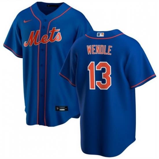 Men NeW York Mets 13 Joey Wendle Blue Cool Base Stitched Baseball Jersey