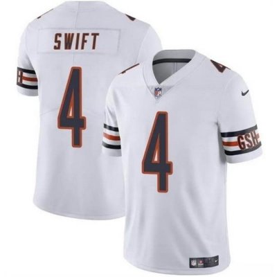 Men Chicago Bears 4 D u2019Andre Swift White Vapor Stitched Football Jersey