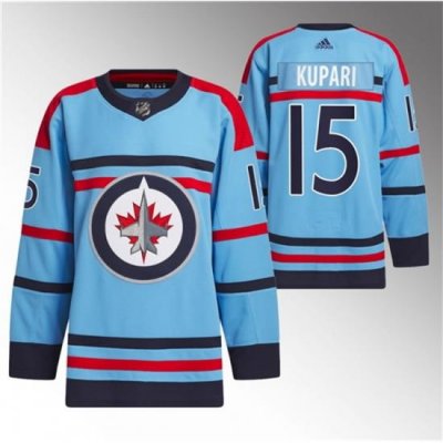 Men Winnipeg Jets 15 Rasmus Kupari Light Blue Anniversary Primegreen Stitched Jersey