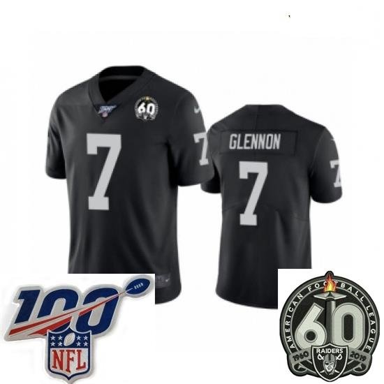 Youth Oakland Raiders #7 Mike Glennon Black 60th Anniversary Vapor Untouchable Limited Player 100th Season Football Jersey