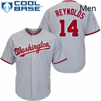 Mens Majestic Washington Nationals 14 Mark Reynolds Replica Grey Road Cool Base MLB Jersey