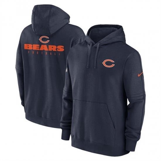 Men Chicago Bears Navy Sideline Club Fleece Pullover Hoodie