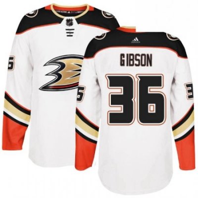 Mens Adidas Anaheim Ducks 36 John Gibson Authentic White Away NHL Jersey