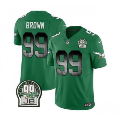 Men Philadelphia Eagles 99 Jerome Brown Green 2023 F U S E  Throwback Vapor Untouchable Limited Stitched Football Jersey