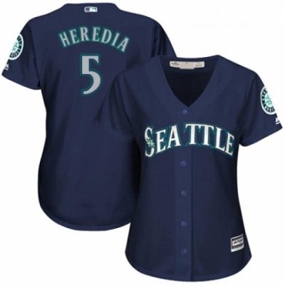 Womens Majestic Seattle Mariners 5 Guillermo Heredia Authentic Navy Blue Alternate 2 Cool Base MLB Jersey