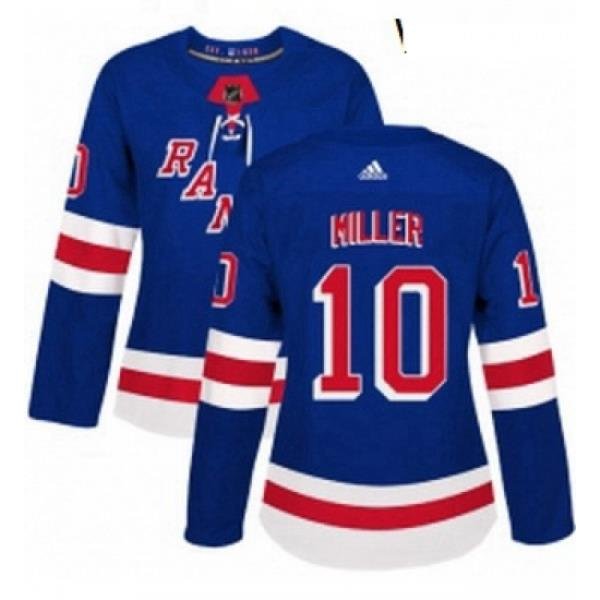 Womens Adidas New York Rangers 10 JT Miller Authentic Royal Blue Home NHL Jersey