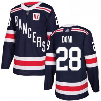 Mens Adidas New York Rangers 28 Tie Domi Authentic Navy Blue 2018 Winter Classic NHL Jersey