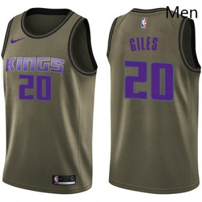 Mens Nike Sacramento Kings 20 Harry Giles Swingman Green Salute to Service NBA Jersey