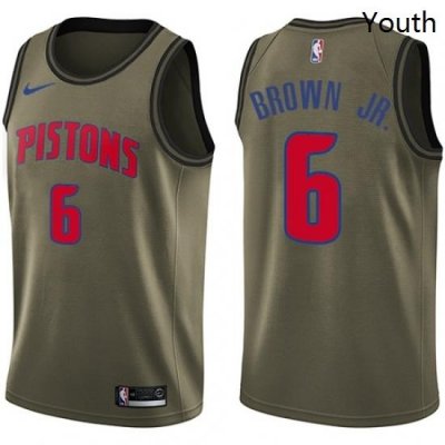 Youth Nike Detroit Pistons 6 Bruce Brown Jr Swingman Green Salute to Service NBA Jersey