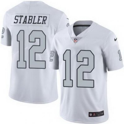 Nike Raiders #12 Kenny Stabler White Mens Stitched NFL Limited Rush Jersey