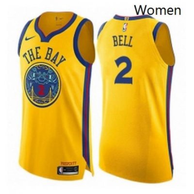 Womens Nike Golden State Warriors 2 Jordan Bell Swingman Gold NBA Jersey City Edition