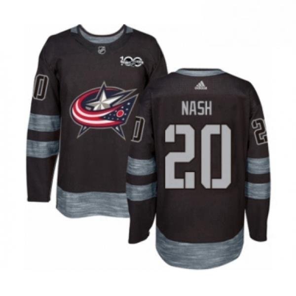 Mens Adidas Columbus Blue Jackets 20 Riley Nash Authentic Black 1917 2017 100th Anniversary NHL Jersey