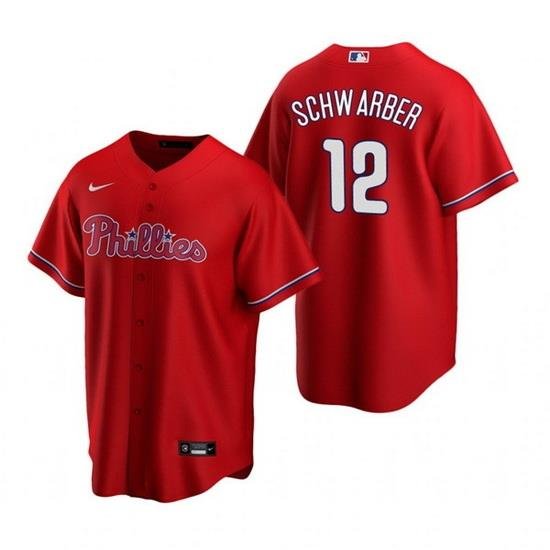 Men Philadelphia Phillies 12 Kyle SchWarber Red Cool Base Stitched Jerse