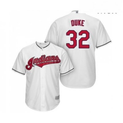 Mens Cleveland Indians 32 Zach Duke Replica White Home Cool Base Baseball Jersey