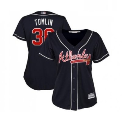 Womens Atlanta Braves 38 Josh Tomlin Replica Blue Alternate Road Cool Base Baseball Jersey