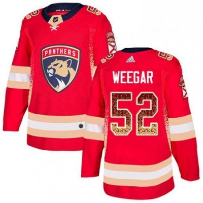 Mens Adidas Florida Panthers 52 MacKenzie Weegar Authentic Red Drift Fashion NHL Jersey