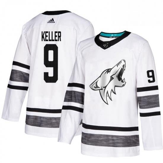 Mens Adidas Arizona Coyotes 9 Clayton Keller White 2019 All Star Game Parley Authentic Stitched NHL Jersey